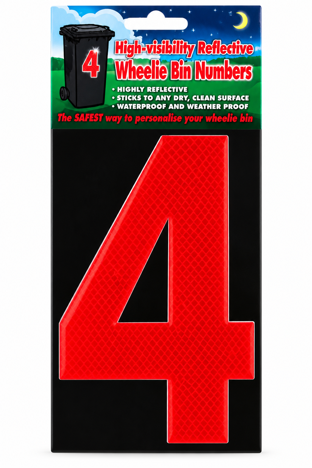 Wheelie Bin Sticker Number Decal Outdoor Waterproof Vinyl Sign Red no: 4 Unbranded