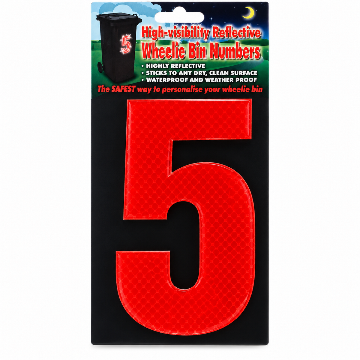 Wheelie Bin Sticker Number Decal Outdoor Waterproof Vinyl Sign Red no: 5 Unbranded