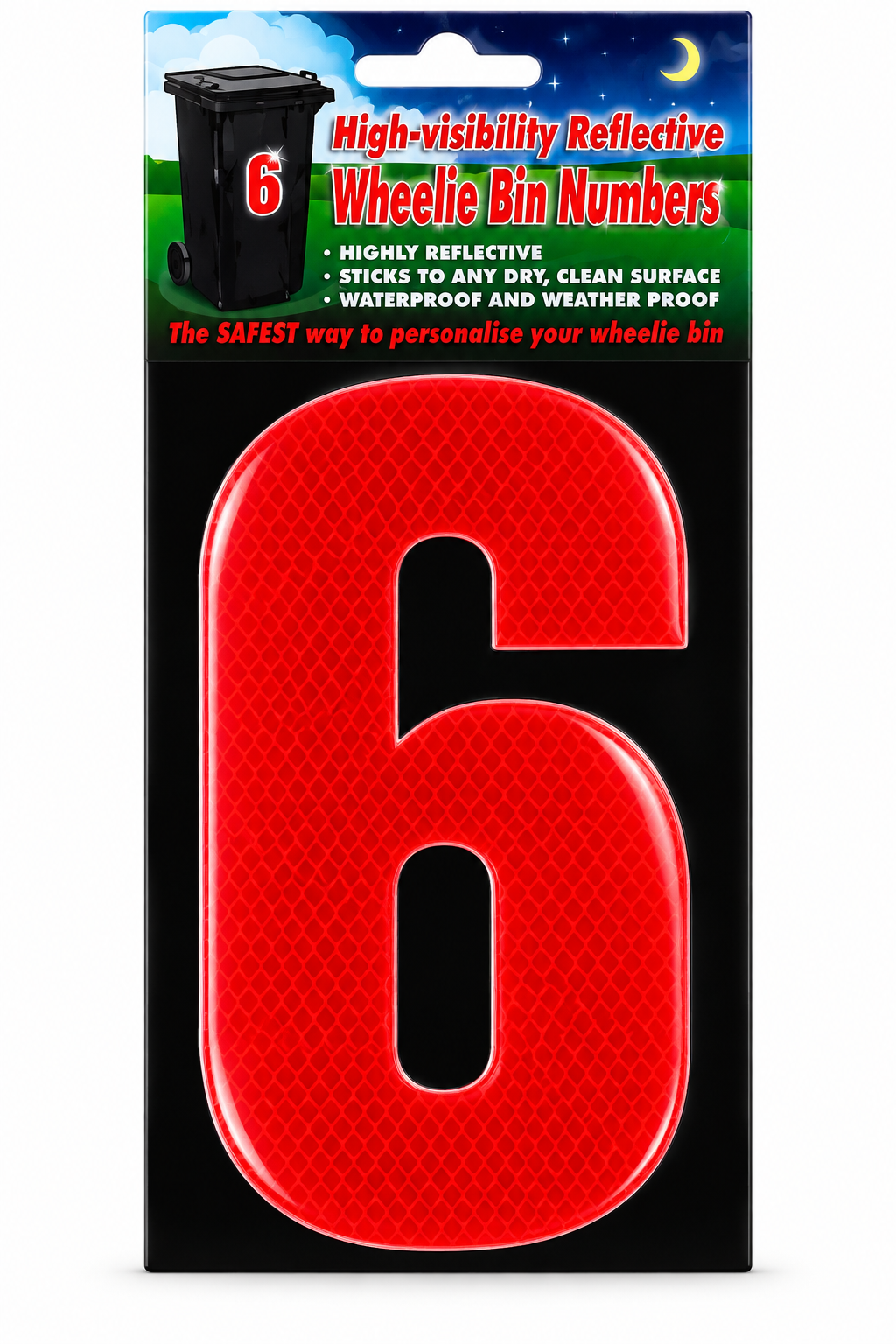 Wheelie Bin Sticker Number Decal Outdoor Waterproof Vinyl Sign Red no: 6 Unbranded