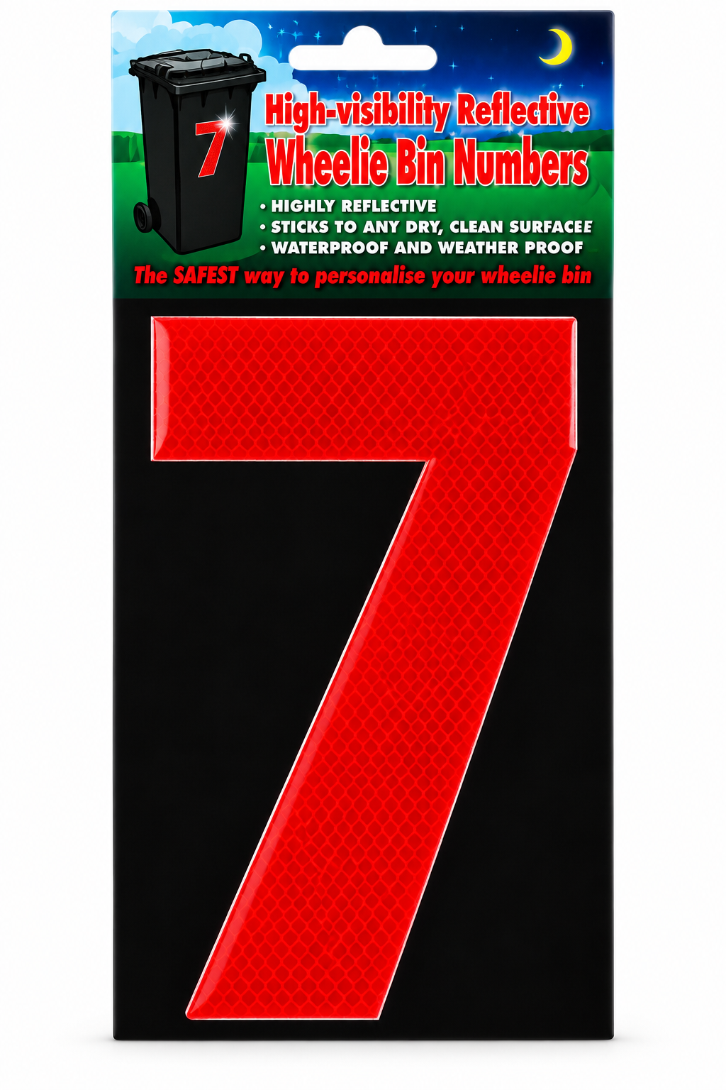 Wheelie Bin Sticker Number Decal Outdoor Waterproof Vinyl Sign Red no: 7 Unbranded