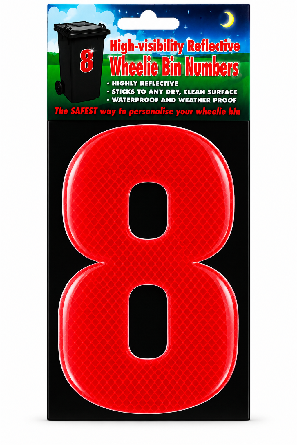 Wheelie Bin Sticker Number Decal Outdoor Waterproof Vinyl Sign Red no: 8 Unbranded