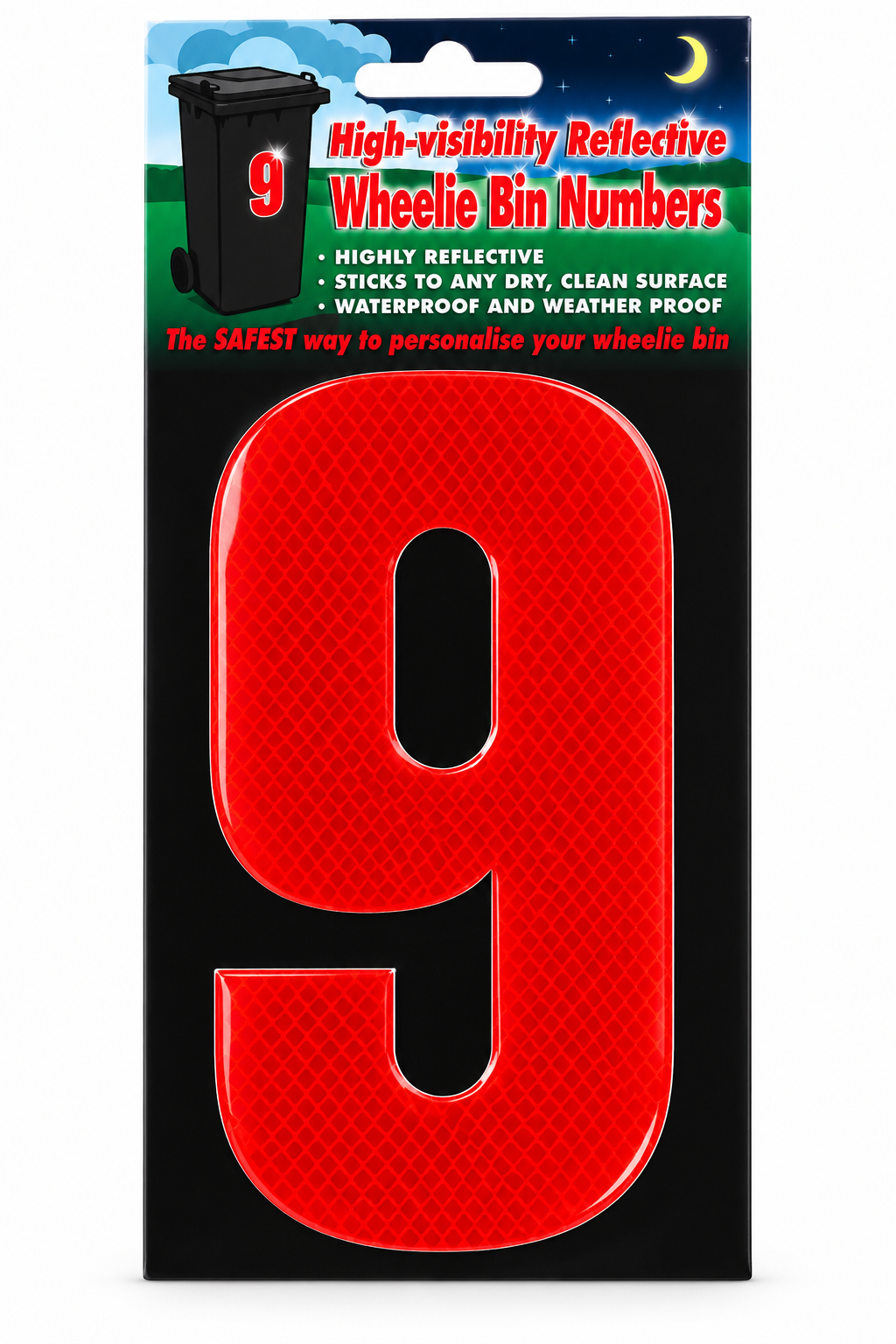 Wheelie Bin Sticker Number Decal Outdoor Waterproof Vinyl Sign Red no: 9 Unbranded