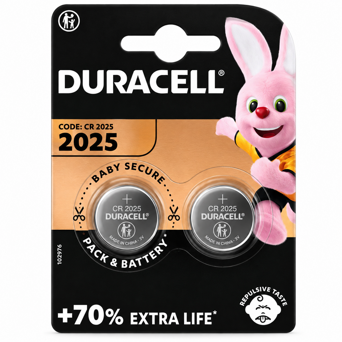 CR2025 Lithium Coin Batteries 3V 2 Pack Button Cell Long Life Car Key Remote Set Duracell