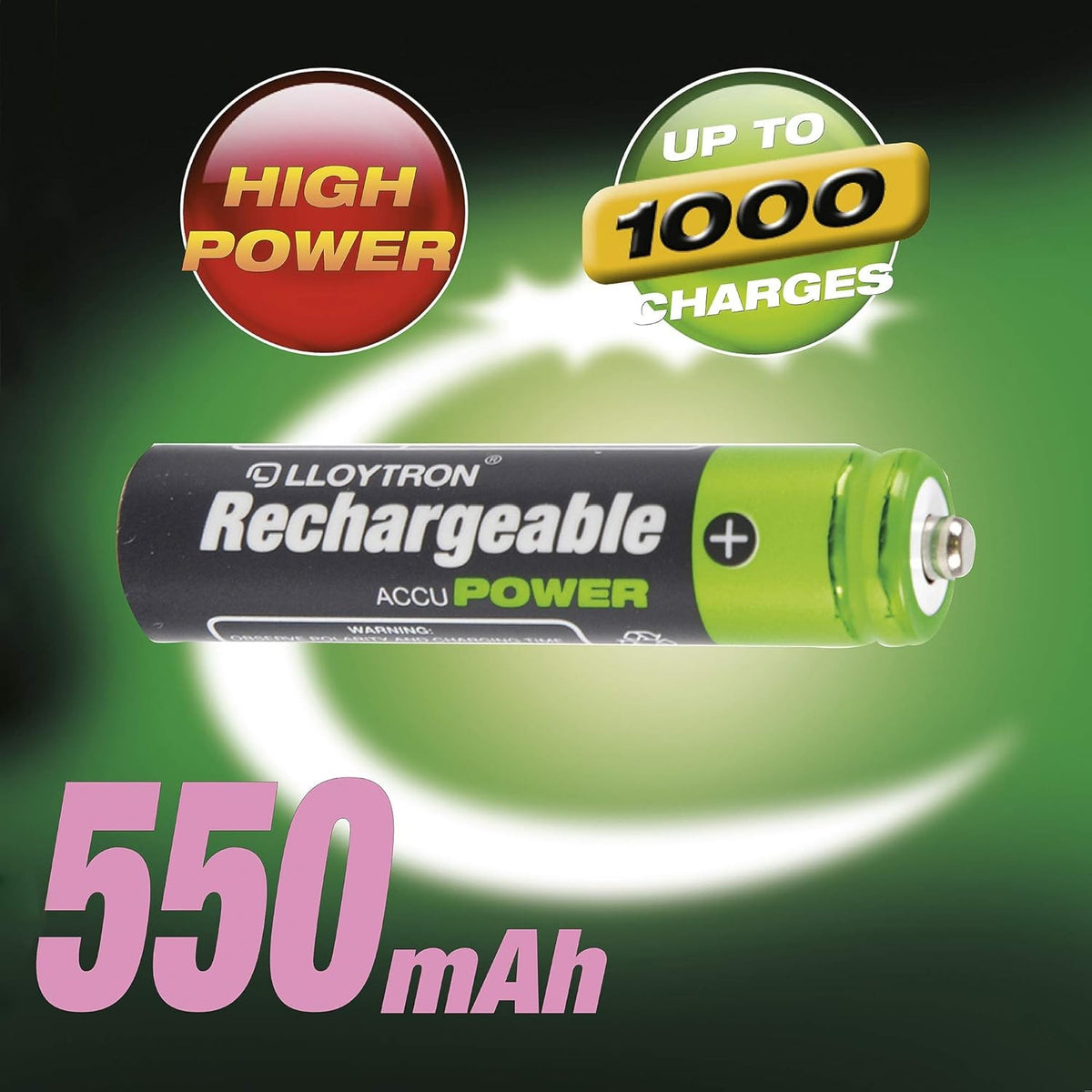 AAA Rechargeable Batteries 550mAh NiMH 4 Pack Long Life Power Cordless Phone Does not apply