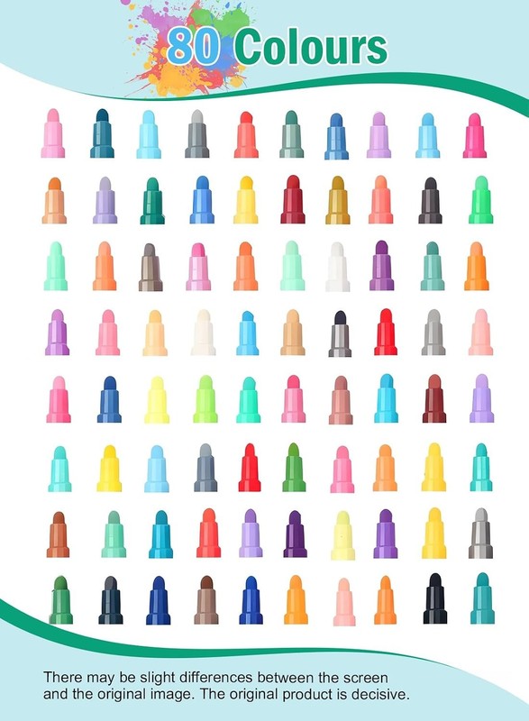 80 Colours Acrylic Paint Pens Dual Tip Fine Dot Markers Craft Glass Wood Stone Does not apply
