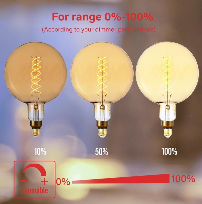 G200 Oversized LED Bulb E27 8W 450Lm 2200K Dimmable Vintage Globe Warm Light