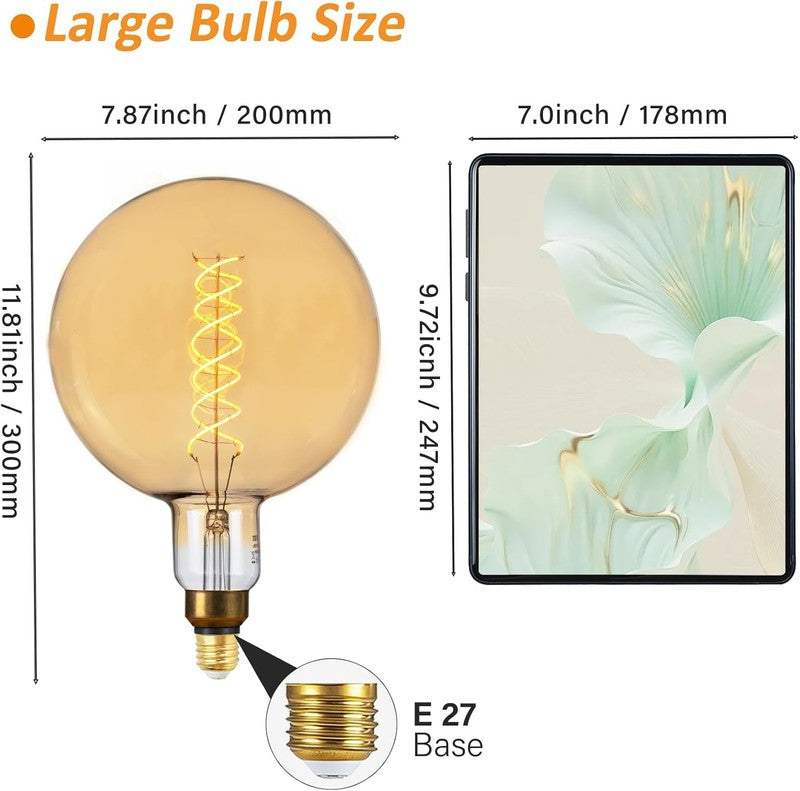 G200 Oversized LED Bulb E27 8W 450Lm 2200K Dimmable Vintage Globe Warm Light