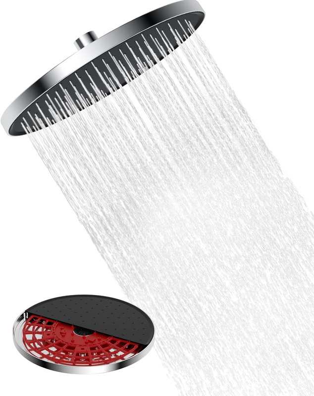 Rainfall Shower Head 10 Inch Chrome Self Cleaning Adjustable Bathroom G1/2