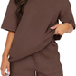 Womens Cotton Shorts Set Short Sleeve T Shirt Two Piece Lounge Casual Outfit S