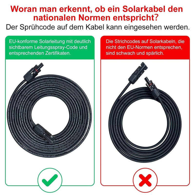 Solar Cable Extension 5M 6mm Red Black Tinned Copper Wire PV Panel Lead
