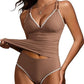 Tankini Swimsuit Womens XXL Two Piece V Neck Tummy Control High Waist Beach Suit
