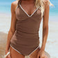 Tankini Swimsuit Womens XXL Two Piece V Neck Tummy Control High Waist Beach Suit