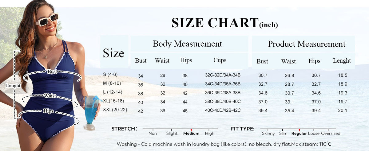 Tankini Swimsuit Womens XXL Two Piece V Neck Tummy Control High Waist Beach Suit