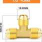 Brass 3 Way Flare Tee Fitting 1/2 Inch Male Tube Adapter Pipe Plumbing Fuel Gas