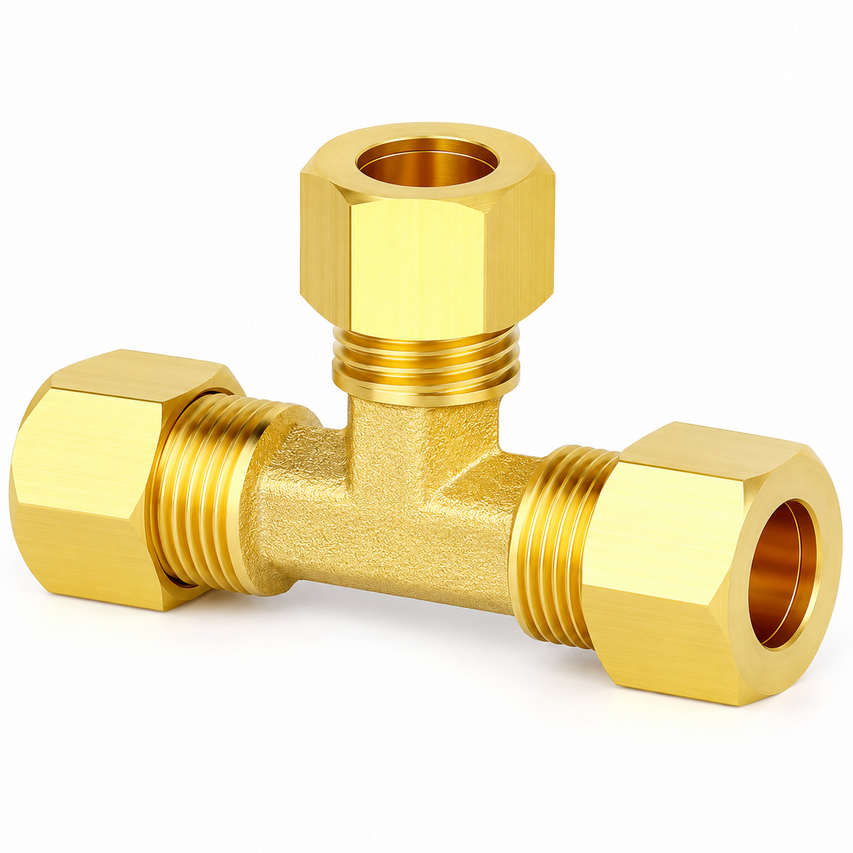 Brass Compression Tee 12mm Tube Fitting Connector Air Fuel Gas Oil Plumbing