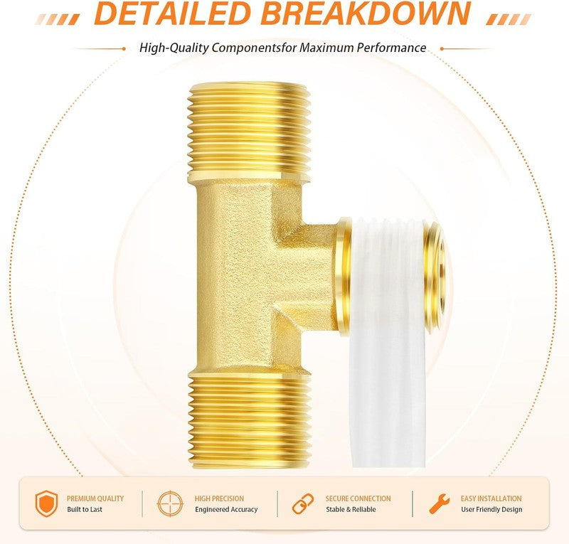 Brass Compression Tee 12mm Tube Fitting Connector Air Fuel Gas Oil Plumbing