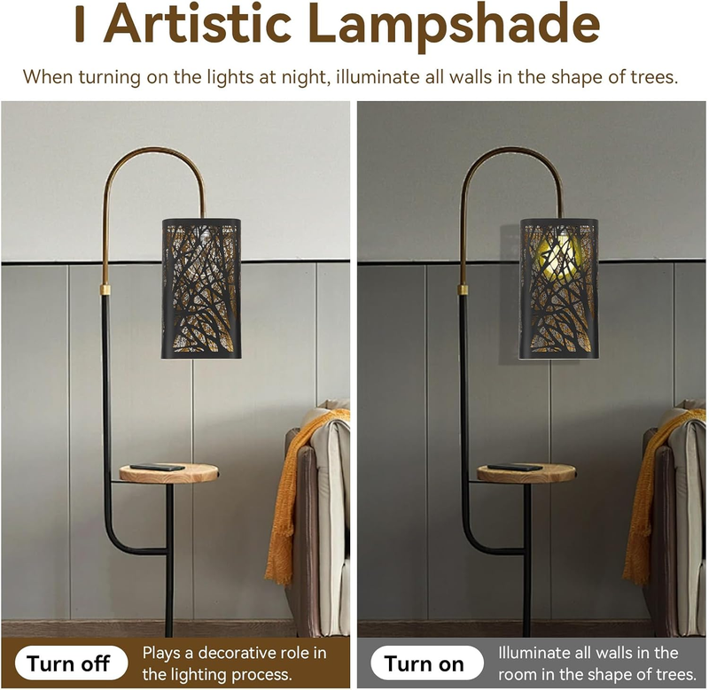 Metal Tree Shadow Lamp Shade Hollow Carved E27 E26 Decorative Table Light Cover