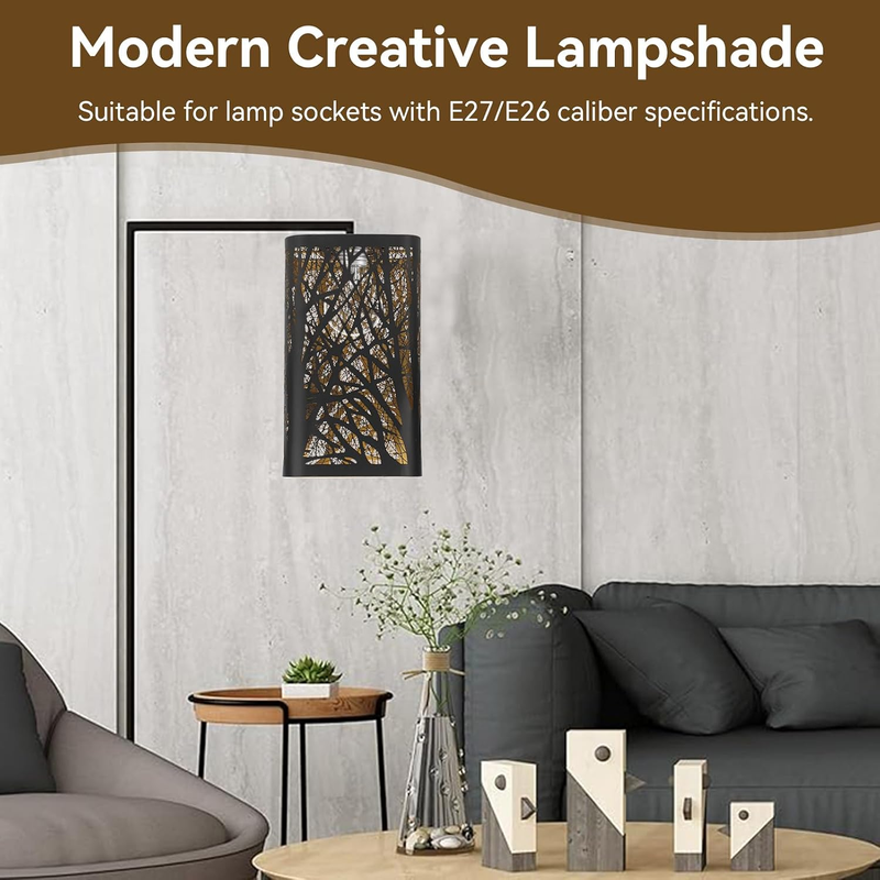 Metal Tree Shadow Lamp Shade Hollow Carved E27 E26 Decorative Table Light Cover