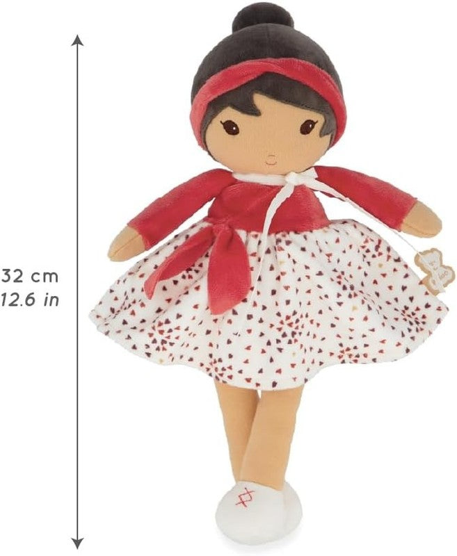 Kaloo Tendresse Emilie Rag Doll 32cm Baby Soft Fabric Doll Red Heart Gift