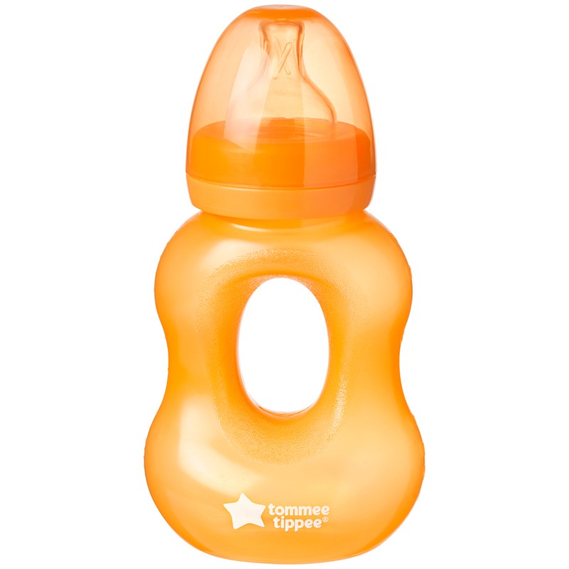 Tommee Tippee Essential Easy Grip Bottle 240ml Baby Feeding Cup 3M Orange