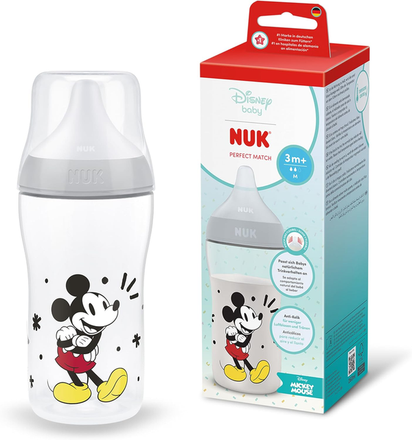 NUK Mickey Mouse Perfect Match baby bottle and box