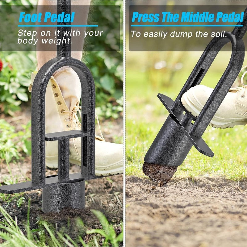 Long Handle Bulb Planter Auto Release Flower Transplanter Soil Plugger Tool