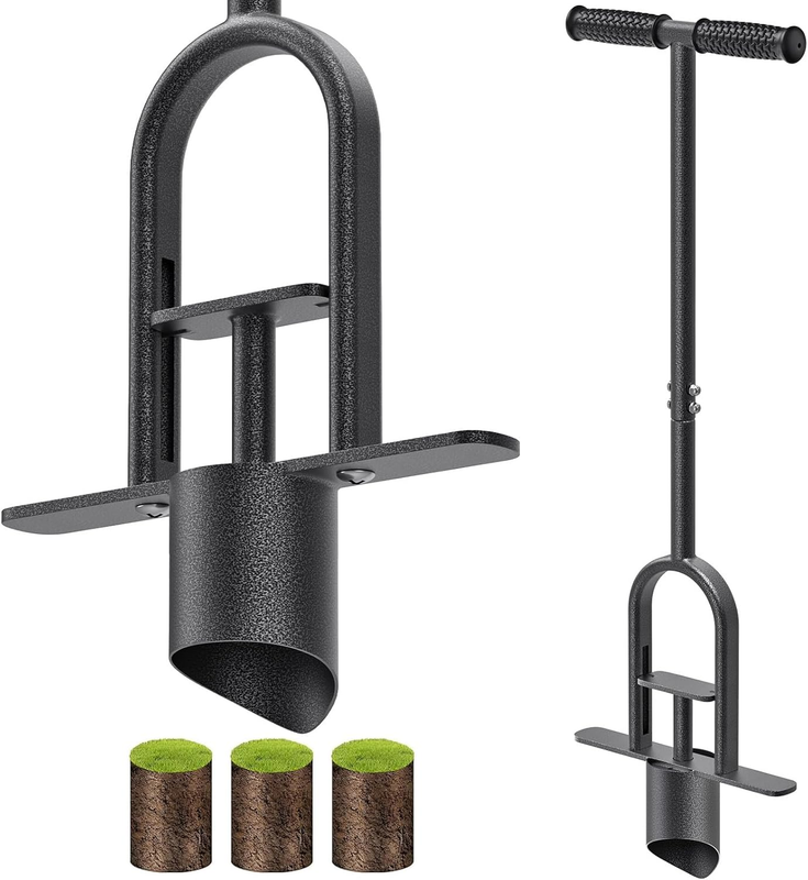 Long Handle Bulb Planter Auto Release Flower Transplanter Soil Plugger Tool