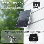 6W Solar Panel Charger For Video Doorbell 2024 Type C 13Ft Cable IP67 Waterproof
