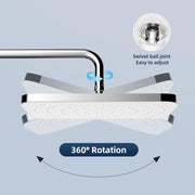 Self Cleaning Rainfall Shower Head 12x8 Inch White Panel 360 Swivel High Flow