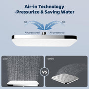 Self Cleaning Rainfall Shower Head 12x8 Inch White Panel 360 Swivel High Flow