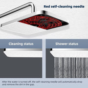 Self Cleaning Rainfall Shower Head 12x8 Inch White Panel 360 Swivel High Flow