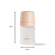 Nuby RapidBottle Glass Feeding Bottle 150ml Beige Silicone Coated Anti Colic 0m+