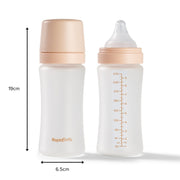 Nuby RapidBottle Glass Infant Bottles 270ml 2Pk Beige Silicone Coated Anti Colic