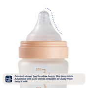 Nuby RapidBottle Glass Infant Bottles 270ml 2Pk Beige Silicone Coated Anti Colic