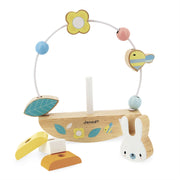 Janod Pure Rabbit Wooden Bead Maze Rocking Stacking Toy 3 In 1 Pastel 12 Months+