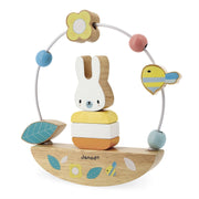 Janod Pure Rabbit Wooden Bead Maze Rocking Stacking Toy 3 In 1 Pastel 12 Months+