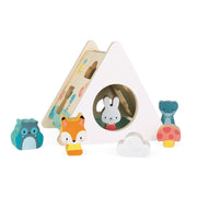Janod Pure Wooden Shape Sorter Teepee Six Chunky Pieces Animals Toddler Toy 18m+