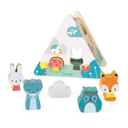Janod Pure Wooden Shape Sorter Teepee Six Chunky Pieces Animals Toddler Toy 18m+