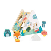 Janod Pure Wooden Shape Sorter Teepee Six Chunky Pieces Animals Toddler Toy 18m+