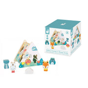 Janod Pure Wooden Shape Sorter Teepee Six Chunky Pieces Animals Toddler Toy 18m+