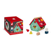 Janod Baby Forest House Shape Sorter Wooden Toy 8 Blocks Clock Dial Toddler 18m+