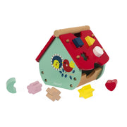 Janod Baby Forest House Shape Sorter Wooden Toy 8 Blocks Clock Dial Toddler 18m+