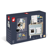 Wooden Play Kitchen Janod Plume Blue Grey Cooker Five Accessories Ages 3-6 Years