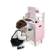 Wooden Toy Kitchen Janod Macaron Pink Cooker Oven Sink Clock Five Accessories 3+