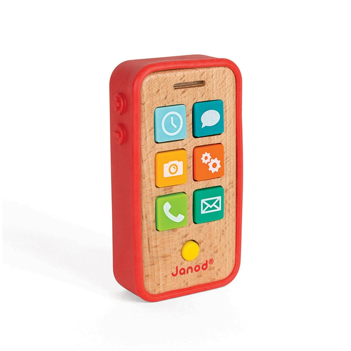 Wooden Toy Phone Janod Sound Telephone Silicone Cover Seven Buttons Toddler 18m+