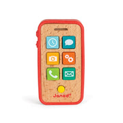 Wooden Toy Phone Janod Sound Telephone Silicone Cover Seven Buttons Toddler 18m+
