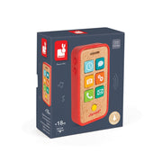 Wooden Toy Phone Janod Sound Telephone Silicone Cover Seven Buttons Toddler 18m+