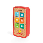 Wooden Toy Phone Janod Sound Telephone Silicone Cover Seven Buttons Toddler 18m+