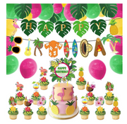 Hawaiian Luau Party Decoration Set 18 Balloons Aloha Banner Cake Cupcake Toppers