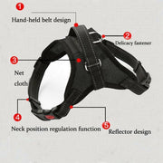 XL Dog Harness Reflective Adjustable Padded Vest Large Dogs Walking Black Red